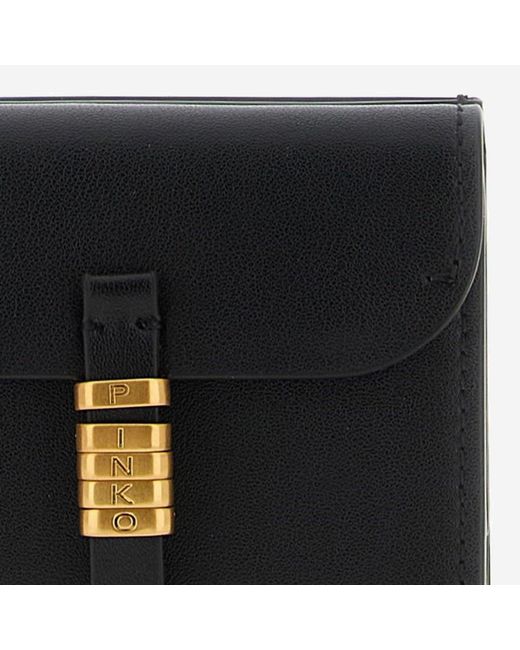 Pinko Black Leather Wallet With Logo