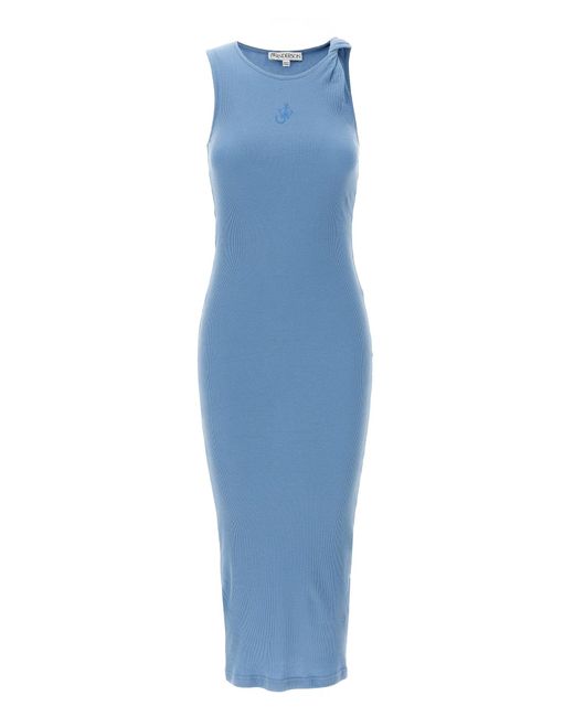 J.W. Anderson Logo Geribbelde Jurk in het Blue