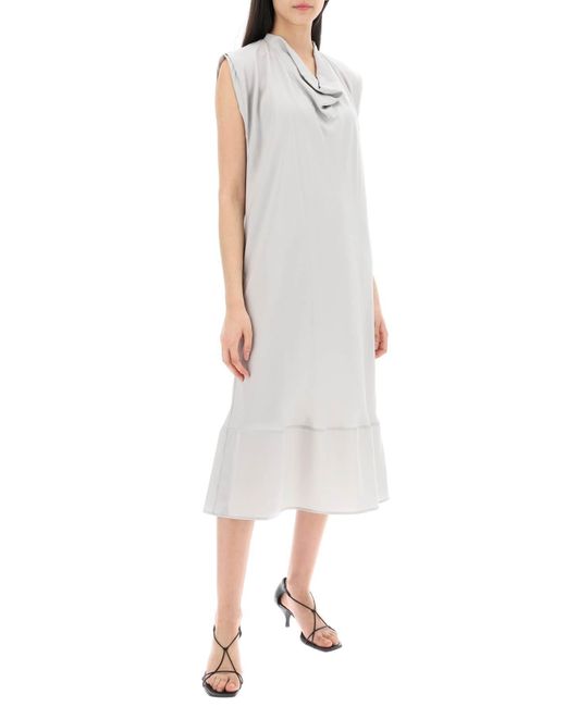 Lemaire White Midi Kleid mit diagonalem Schnitt