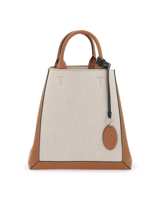 Tolevas & Leather Small Tote Sac Tod's en coloris Natural