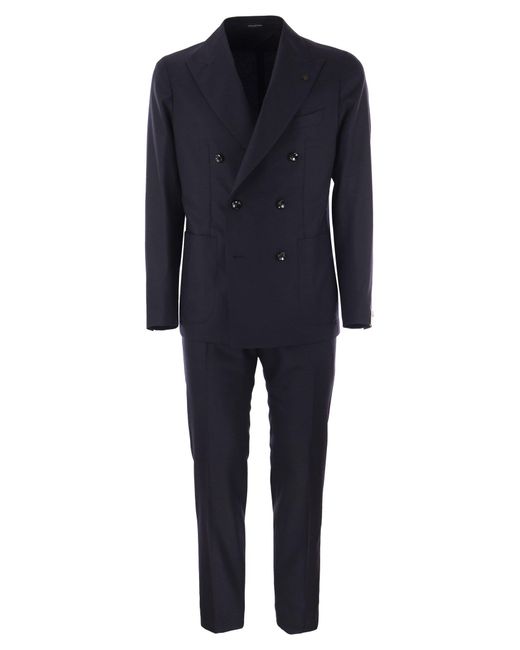 Tagliatore Blue Suit In Wool And Cashmere