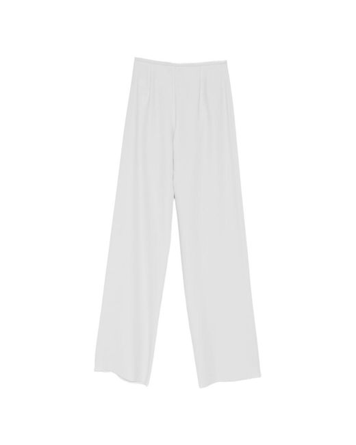 Emporio Armani White Cady Straight-Leg Trousers