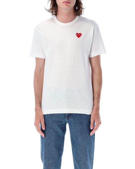 COMME DES GARÇONS PLAY White Cotton Heart Patch Crewneck Tee