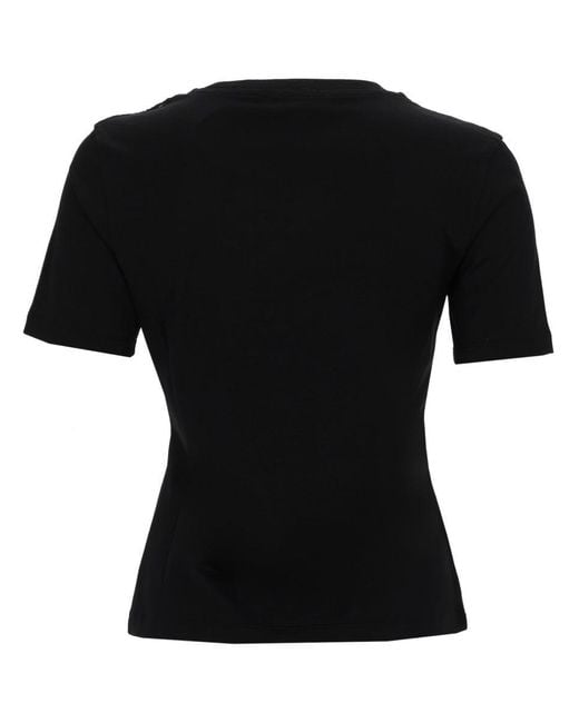 Nina Ricci Black Bow Lace-Inserts Short-Sleeves T-Shirt