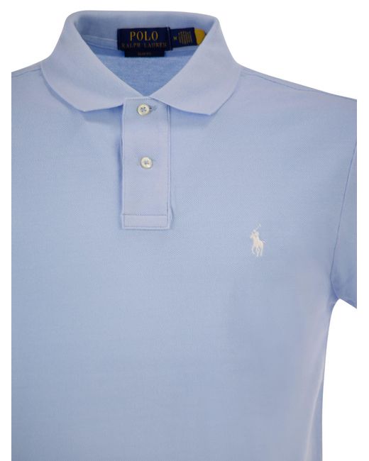 Polo Ralph Lauren Blue Slim Fit Mesh Polo Shirt