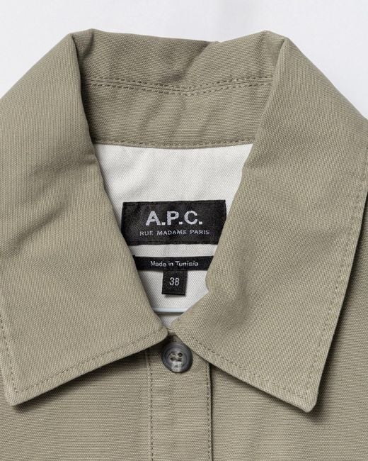 A.P.C. Gray A-Line Dress With Front Button Placket
