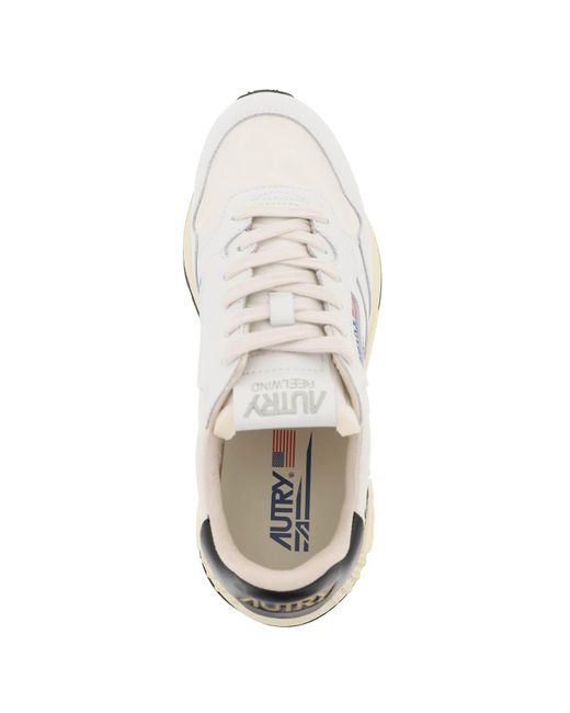 Autry Low Cut Nylon En Leather Reelwind Sneakers in het White