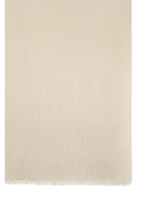 Eleonor Wool, Silk and Linen Jacquard Stole Max Mara de color White
