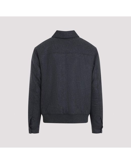Kiton Blue Classic Biker Bomber Jacket