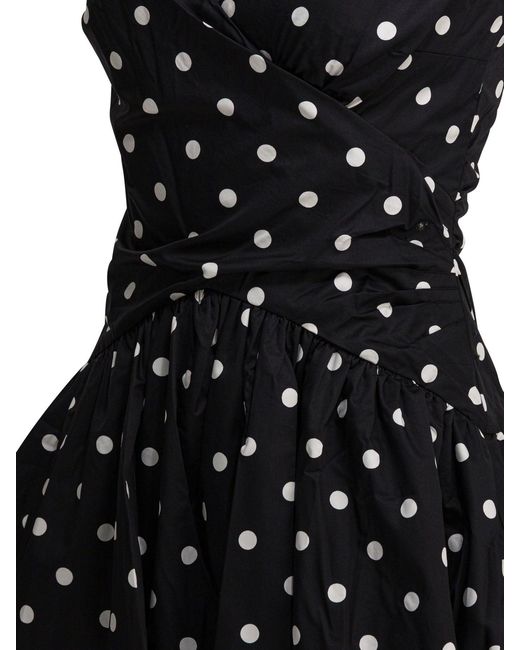 Self-Portrait Black Polka Dot Flared Dress