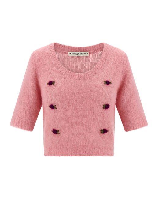 Carded Mohair Maglioni Rosa-Donna di Alessandra Rich in Pink