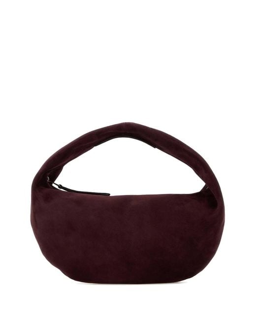 Khaite Purple Aubergine Suede Oliva Shoulder Bag