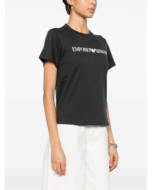 Emporio Armani Black Logo Cotton T-Shirt