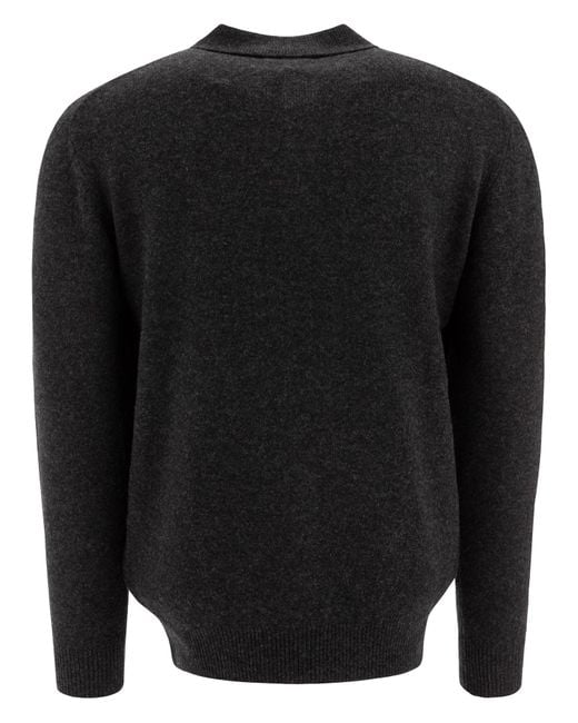 Beams Plus Black Wool Polo Sweater Knitwear for men