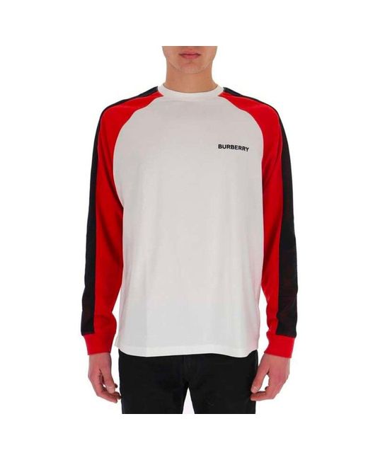 T-shirt à manches longues du logo Burberry pour homme en coloris Red