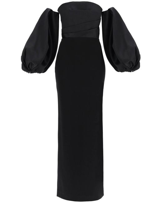 Maxi Dress Carmen con mangas con globo Solace London de color Black