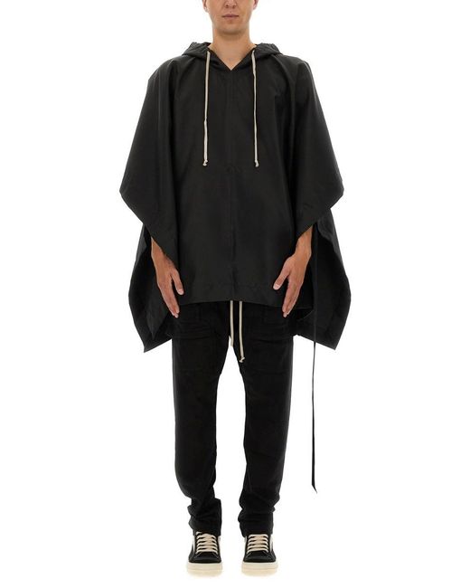 Rick Owens Black Cape With Hood