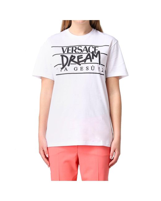 Versace White Logo Cotton T-shirt