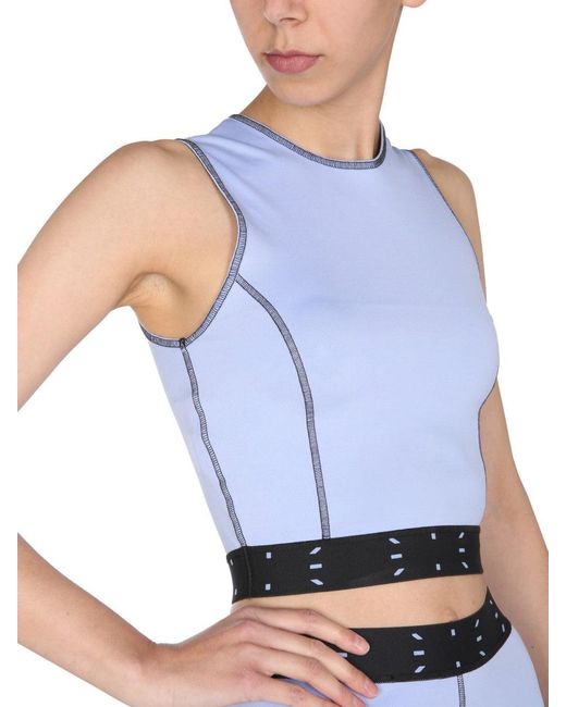 McQ Alexander McQueen Blue Solid Crew Neck Top