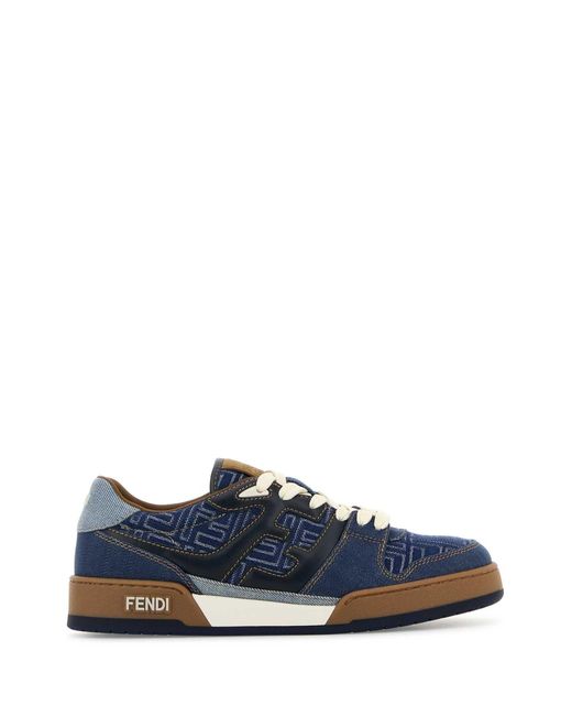 Fendi Blue Match Denim Sneakers for men