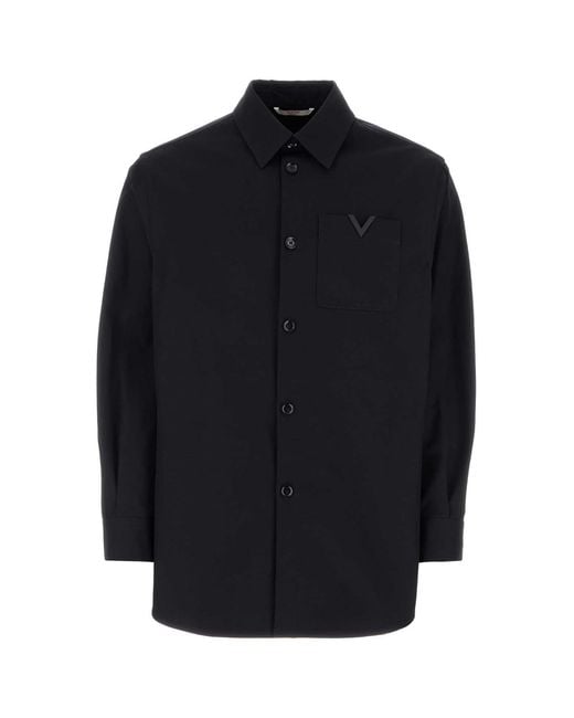 Valentino Garavani Blue Midnight Stretch Cotton Shirt for men