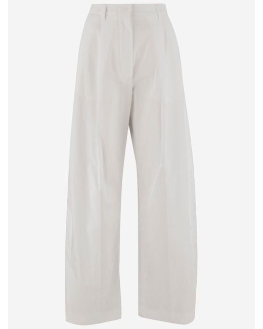 THE LATEST White Elegant Stretch Cotton Pants