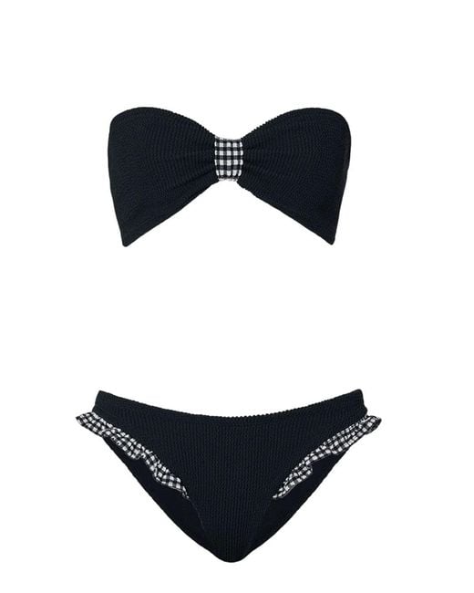 Hunza G Blue Check Jean Bikini
