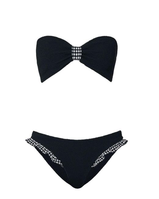 Hunza G Blue Schwarz check Jean Bikini