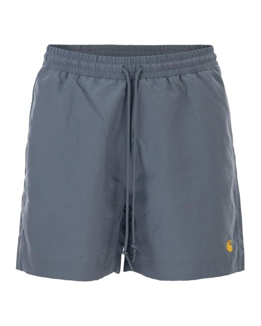 Carhartt Blue Beach Shorts With Logo