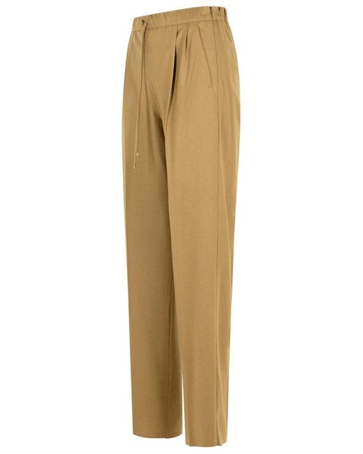 Max Mara Natural 'Gatti' Dove- Cashmere Drawstring Pants
