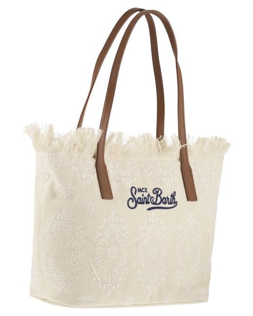 Mc2 Saint Barth Natural City Sangallo Shopper Bag With Embroidered Logo