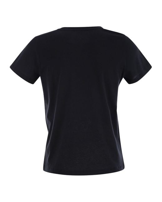 Majestic Black Crew-Neck Short-Sleeved Cotton T-Shirt