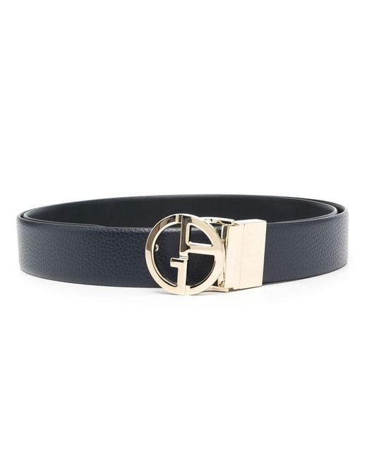 Giorgio Armani Black Leather Reversible Belt for men