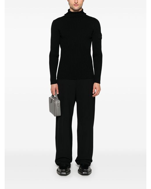 Prada Black Ribbed-Knit Hoodie for men