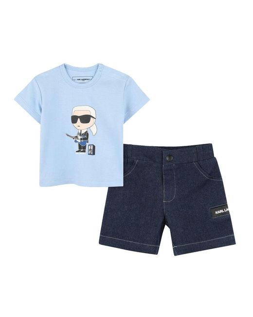 Karl Lagerfeld T -shirt Ingesteld Met Bermuda -shorts in het Blue
