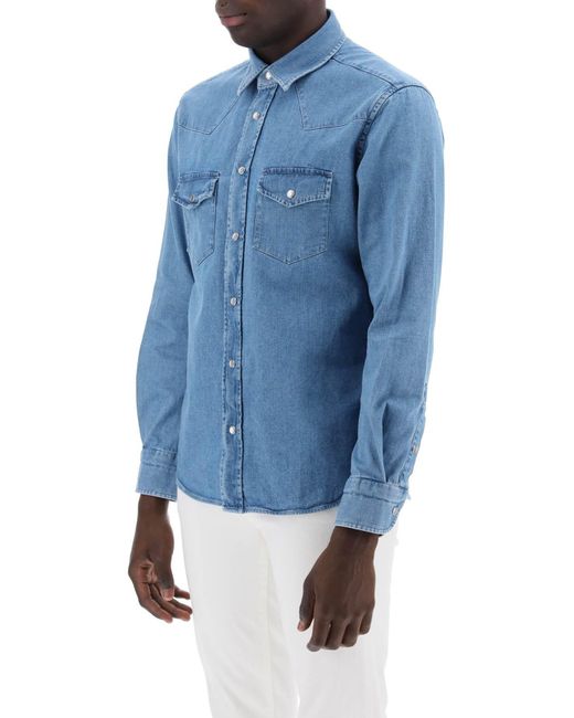 Denim Camisa occidental para hombres Tom Ford de hombre de color Blue