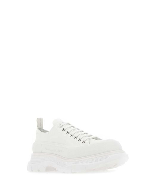 McQueen White Canvas Tread Slick Sneakers for men