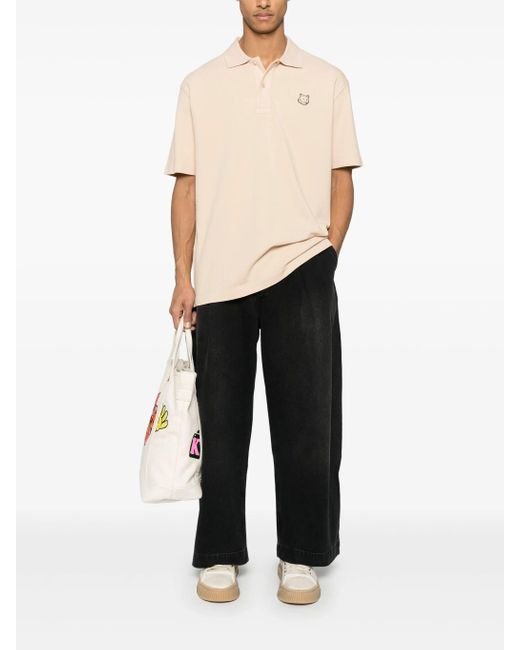 Maison Kitsuné Poloshirt Met Bold Fox Head-Patch in het Blue voor heren