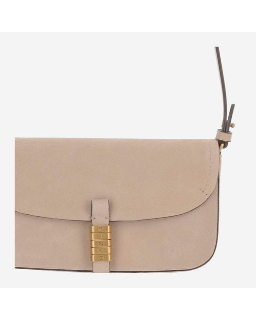 Pinko White Saddle Leather Shoulder Bag