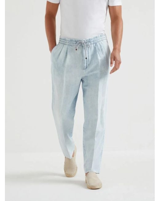 Brunello Cucinelli Draw String Track Hosen in Blue für Herren