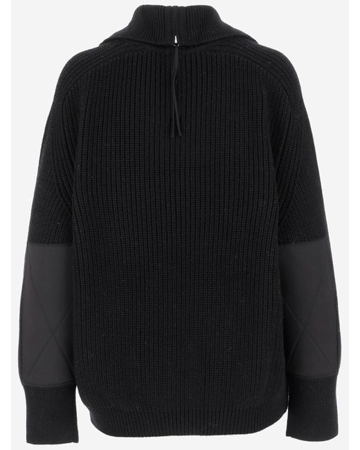 Carven Black Wool Zip Up Sweater