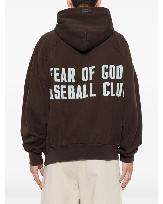 Fear Of God Brown "Baseball Club" Half Zip Hoodie