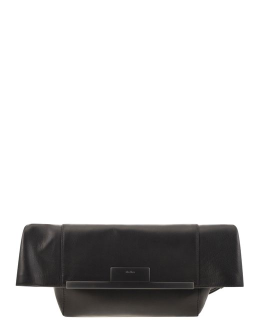 Max Mara Gray Mmclaspclutch kleine natürliche Leder -Kupplungsbeutel