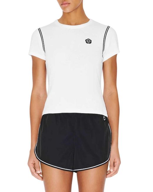 KENZO White Embroidered Cotton T-Shirt "Boke Flower 2.0"