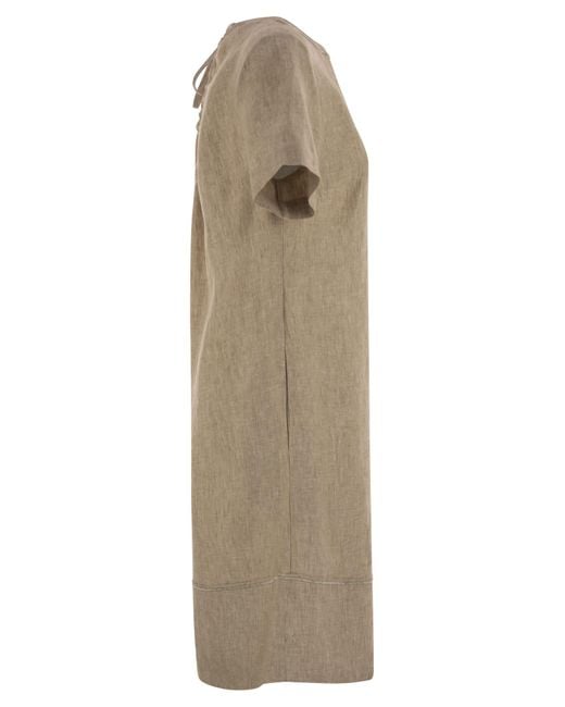 Peserico Peserio Linen Midi -jurk in het Natural