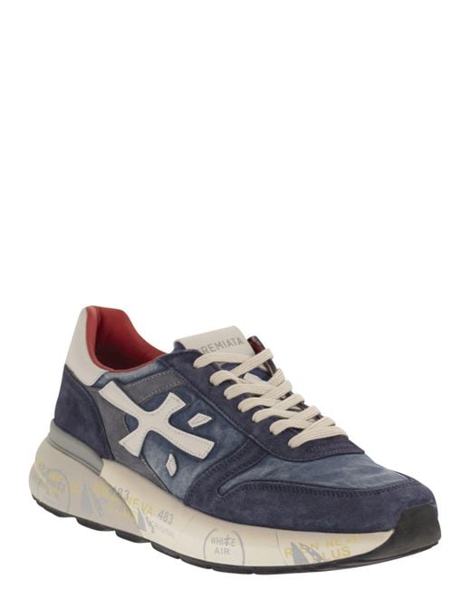 Premiata Blue Mick 8006 Sneakers With Side Logo for men