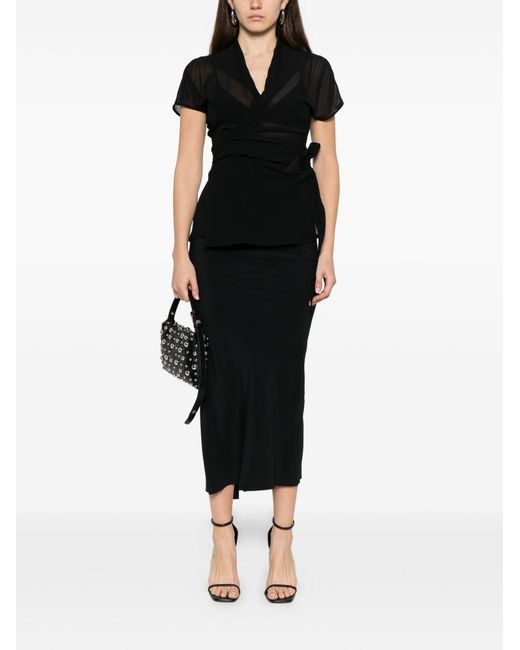 Rick Owens Black Silk Wrap Top