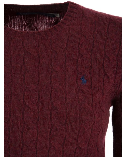 Polo Ralph Lauren Wool En Cashmere Cable Gesnit Sweater in het Purple