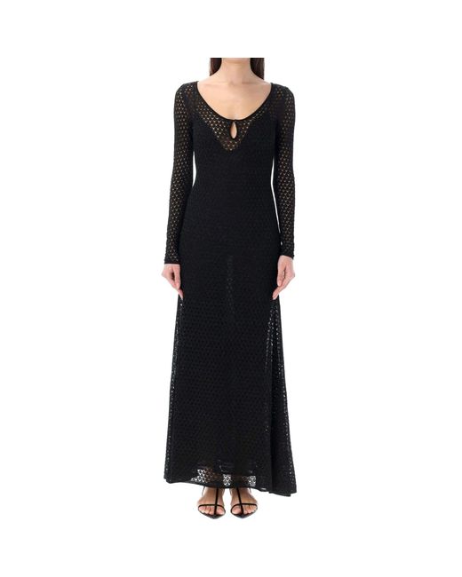 Tom Ford Black Lurex Crochet Maxi Dress