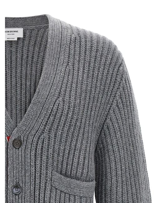 Thom Browne Rwb Tape Cardigan in het Gray voor heren